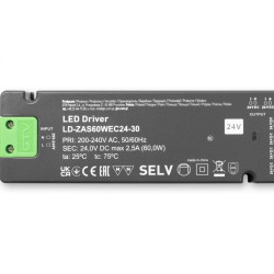 LED NAPAJANJE SLIM EASY CLICK 24V, 60W, ulaz 220-240VAC, IP20, DIM.190x62x21 mm s mini pojačalom i kabelom