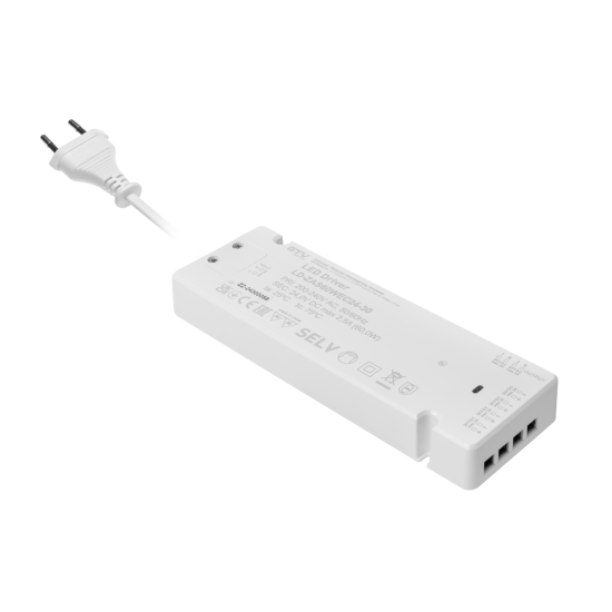 LED NAPAJANJE SLIM EASY CLICK 24V, 60W, ulaz 220-240VAC, IP20, DIM.190x62x21 mm s mini pojačalom i kabelom
