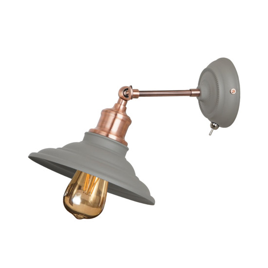 Zidna svjetiljka  LORET+ s prekidačem,8229,AC220-240V,50/60Hz,1*E27,max.40W,śr.20cm,pojedin.  siva