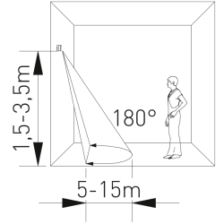 Mikrovalni senzor pokreta CM-12-DP, max.1200W, AC220-240V, kontaktni kut 360*, domet 15m