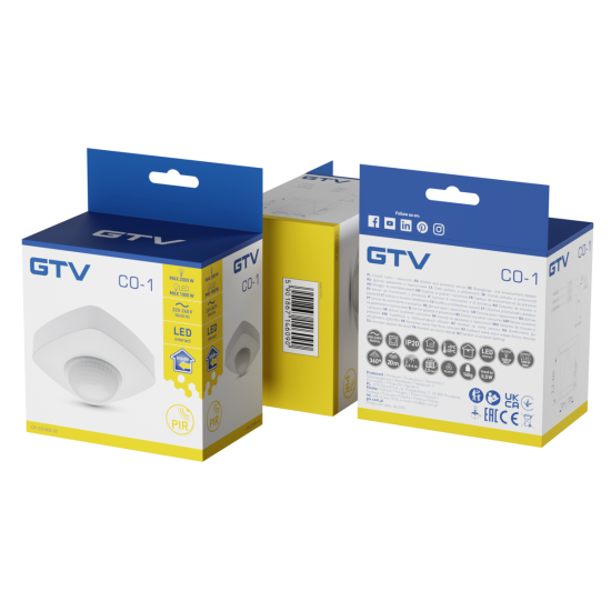 Senzor pokreta /prisutnosti max 2000W, AC220-240V, 50/60Hz, kut detekcije  360*, domet  20m ± 2, 2 - 6m