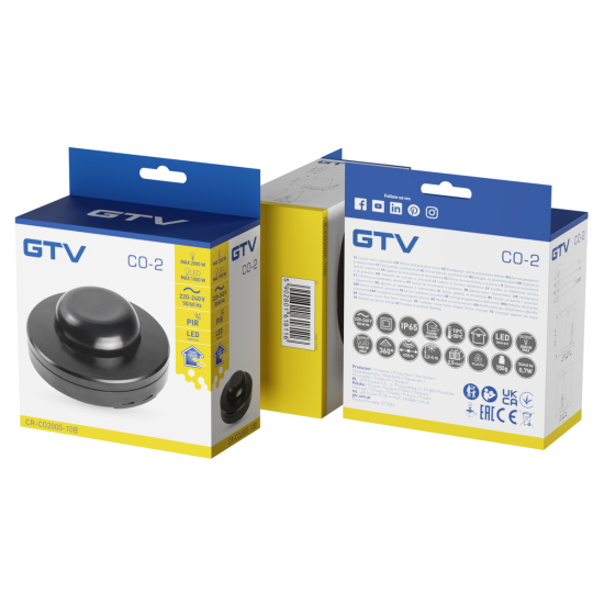 CO-2 SENZOR GIBANJA IN PRISOTNOSTI, PIR, max.2000W, AC220-240V, 360° KOT, 20m DOSEG, IP65, ČRNO