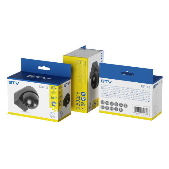 CR-13 SENZOR GIBANJA, max.800W, AC220-240V, 180° KOT, 12m DOSEG, IP44, ČRNO