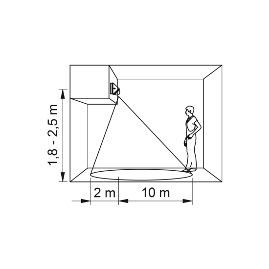 SENZOR GIBANJA CR-17, max. 800 W, KOT ZAZNAVANJA 360°, RAZDALJA 10 m, IP65, BELA