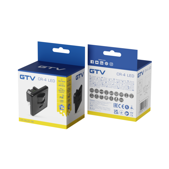 CR-4 LED SENZOR GIBANJA, max.1200W, AC220-240V, 160° KOT, 9m DOSEG, IP20, ČRNO