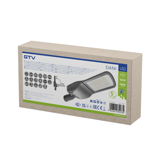 LED ULIČNA SVETILKA DANI, 100 W, 4000K, AC180-250V, IP66, 15000 lm, IK09, ENEC