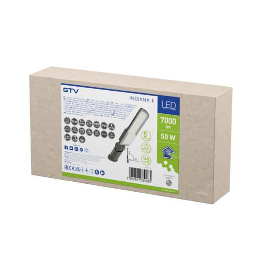 INDIANA ULIČNA SVETILKA, LED, 50W, 7000lm, 4000K, AC180-240V, IP65, SIV