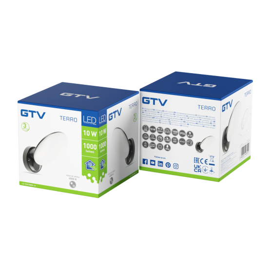 LED FASADNA SVETILKA TERRO, 10 W, 1200 lm, IP54, 4000K, ČRNA