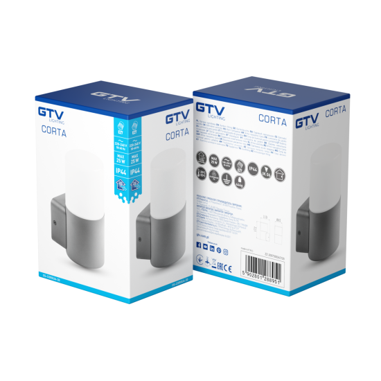 FASADNA SVETILKA CORTA, E27, max. 25 W, IP44, GRAFITNA