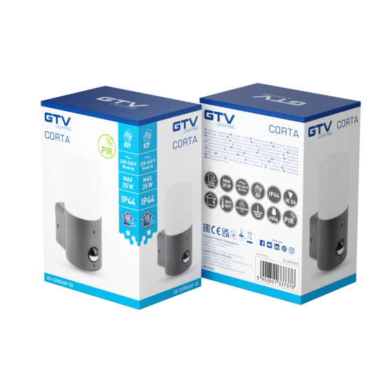 Vrtna svjetiljka CORTA-AU PIR, E27, MAX.25W, IP44, AC220-240V, 50-60Hz, sconce, vrh, grafit