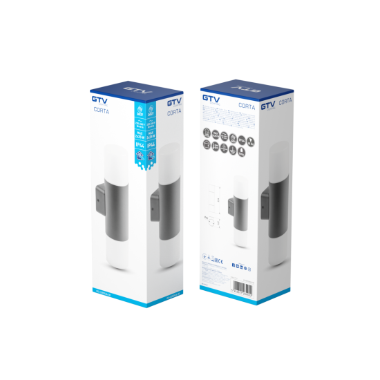 Vrtna svjetiljka  CORTA-AUD, E27, max.25W, IP44, AC220-240V, 50/60Hz, zidna  ravna gornja/donja, grafit
