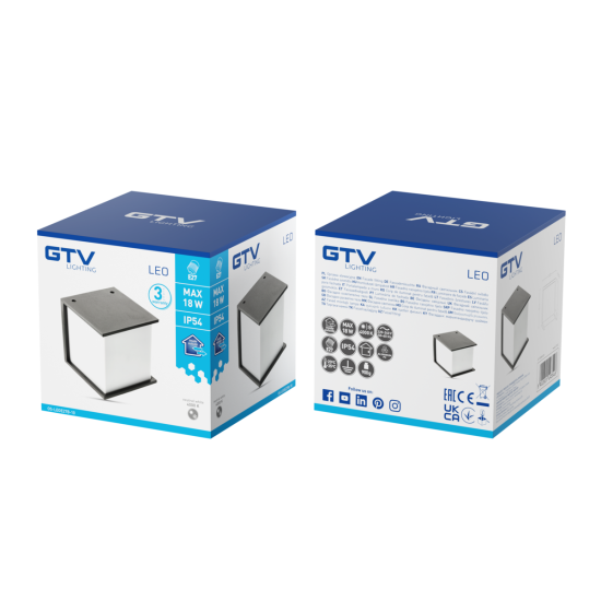 FASADNA SVETILKA LEO, E27, max. 18 W, IP54, ČRNA