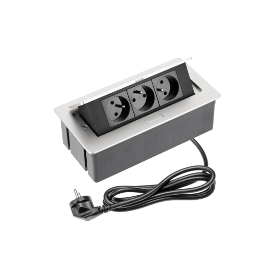 SOFT VTIČNICA 3x Z OZEMLJITVIJO, KABEL Z VTIKAČEM,, ALU