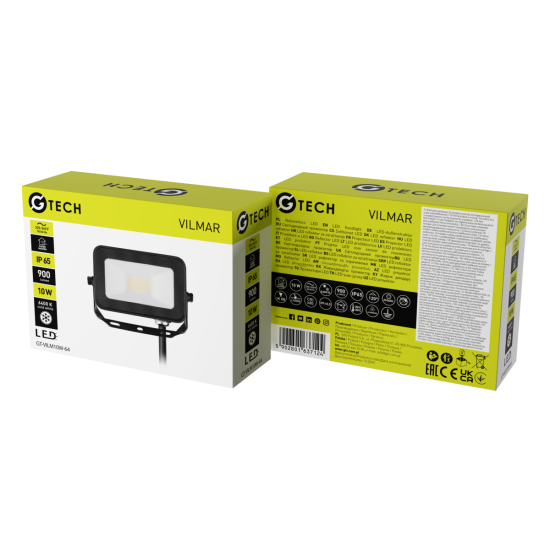 G-TECH reflektor VILMAR, LED, 10W, 900lm, 6400K, AC220-240V, IP65, crna