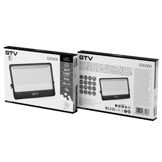 DOVER reflektor, LED, 200W, 24000lm, CCT, AC180-250V, IP66, siva