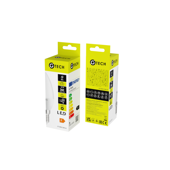G-TECH LED ŽARNICA E14, C30, 3 W, 200 lm, 3000K, AC220-240V, 160°