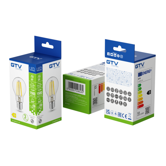 LED ŽARNICA E27, A60, 11 W, 1500 lm, 4000K, AC180-250V, 360°, PROZORNA