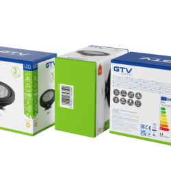 LED ŽARNICA AR111, 12.5 W, 1100 lm, 3000K, G53, DC12V, 40°, ČRNA