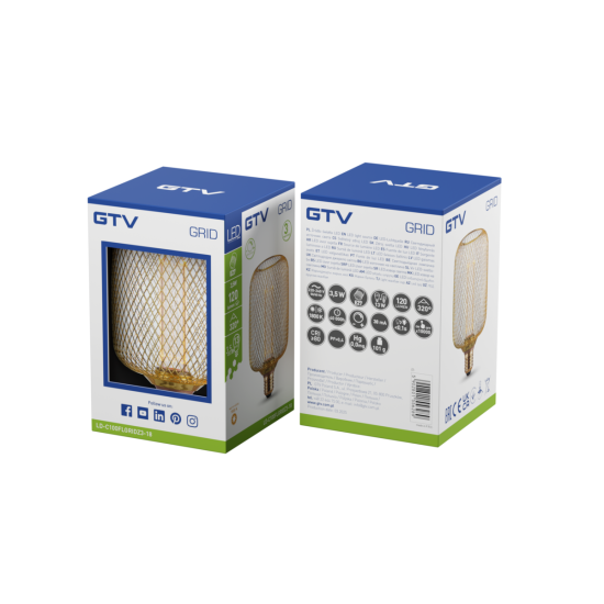 LED IZVOR SVJETLOSTI, REŠETKA, C100, E27, 3,5W, 120lm, 1800K, AC220-240V, 320°, zlatna