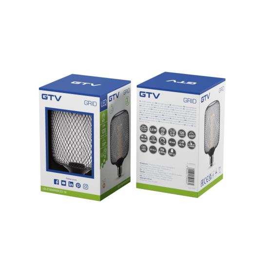 LED ŽARNICA GRID, E27, C100, 3.5 W, 120 lm, 1800K, AC220-240V, 320°, ČRNO
