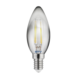 LED ŽARNICA E14, C35, 4 W, 300 lm, 2700K, AC220-240V, 360°, PROZORNA SIVA