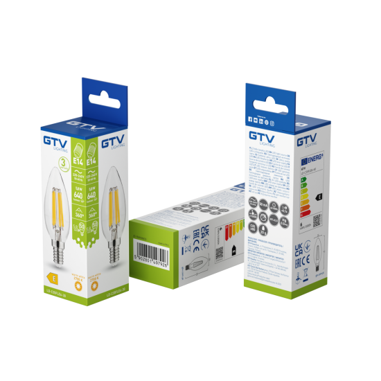 LED ŽARNICA E14, C35, 5.8 W, 640 lm, 2700K, AC220-240V, 360°, PROZORNA