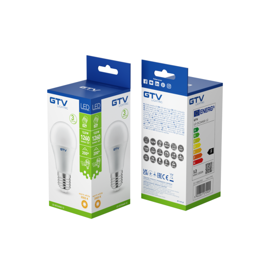 LED ŽARNICA E27, A60, 12 W, 1055 lm, 3000K, DC24V, 200°