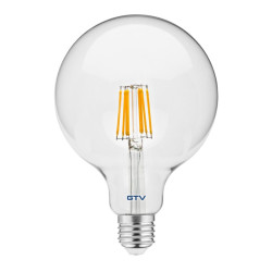 LED ŽARNICA E27, G125, 8 W, 880 lm, 3000K, AC220-240V, 360°, PROZORNA