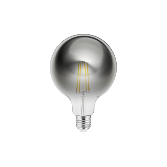 LED ŽARNICA E27, G125, 8 W, 720 lm, 2700K, AC220-240V, 360°, PROZORNA SIVA