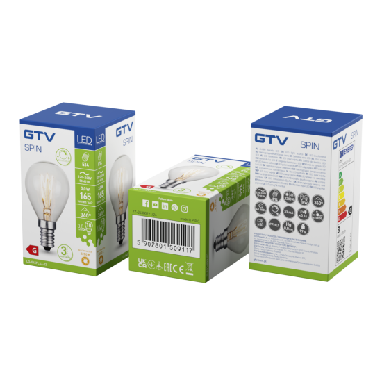 LED IZVOR SVJETLOSTI, FILAMENT, SPIN, G45, E14, 3.0W, 165lm, 2200K, AC220-240V, 360°