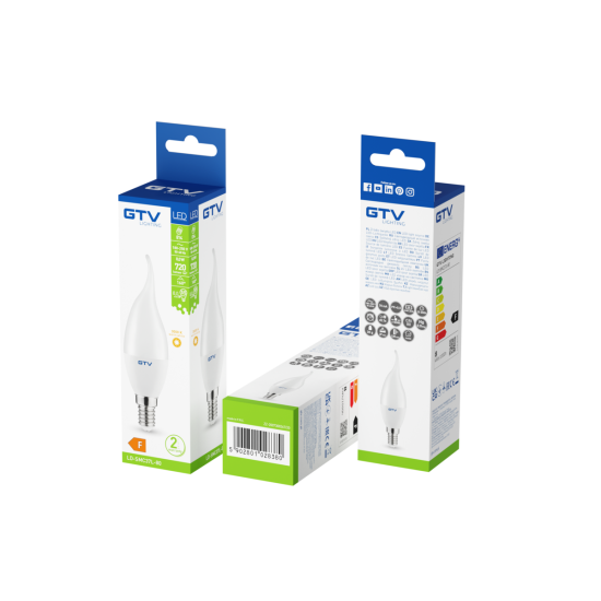 LED ŽARNICA E14, C37L, 8 W, 720 lm, 3000K, AC180-250V, 160°