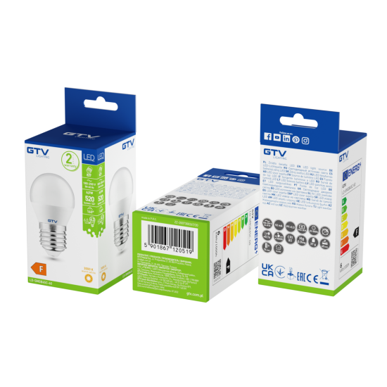 LED ŽARNICA E27, B45, 6 W, 520 lm, 3000K, AC175-250V, 160°