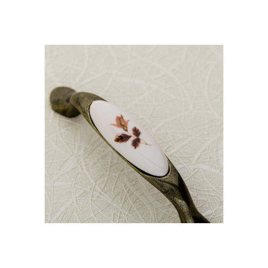 Porcelanasti ročaj (staro zlato) rjavi cvet, L-96 / WP-0728 PB