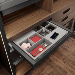 Organizator za ladice s tihim zatvaranjem ELITE 600mm, antracit siva