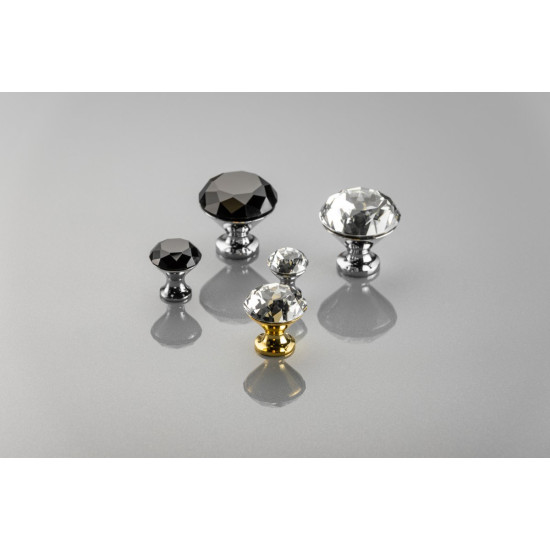 Gumb ročaj Crystal Palace B 25 mm (KROM + ČRNI KRISTAL)