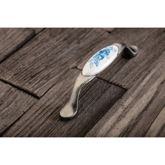 Porcelanasti gumb ročaj modra roža, WP-0728 J4 A