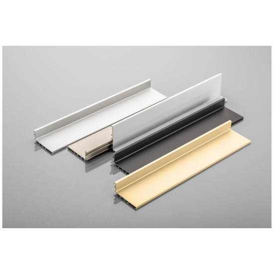 Aluminijasti profil VELLO sistem brez ročajev z LED funkcijo, L, inox, dolžina 3 m Aluminijasti profil VELLO sistem brez ročajev z LED funkcijo, L, inox, dolžina 3 m