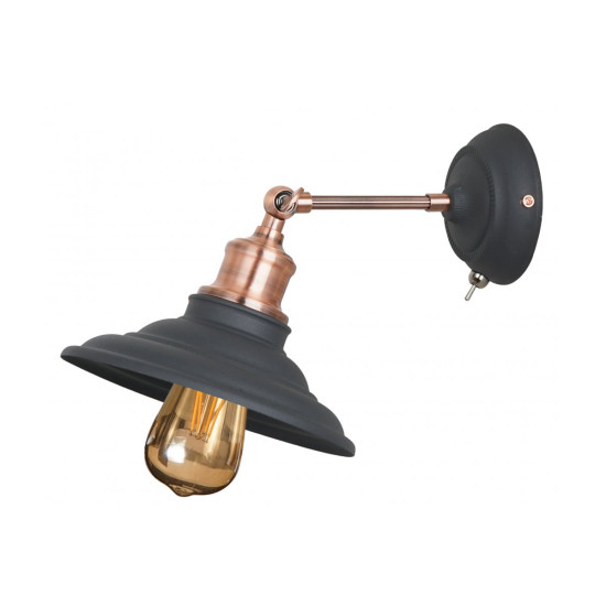 Zidna svjetiljka  LORET+ s prekidačem,7901,AC220-240V,50/60Hz,1*E27,max.40W,śr.20cm,pojedin.,crna