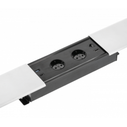 PRESTINO potopni namizni podaljšek, 2x schuko vtičnica, USB A+C, RJ45, HDMI, kabel 1,5m, bela