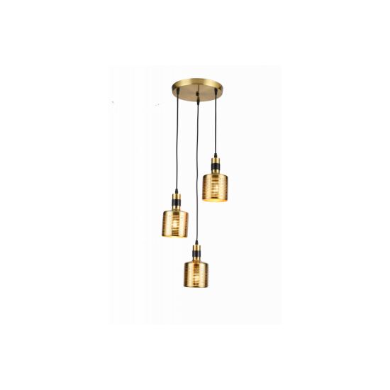Plafonska svjetiljka  BELLIS 3P,4680, AC220-240V,50/60Hz,1*E27, IP20,promjera  32 CM,trostruka, crno/zlatna