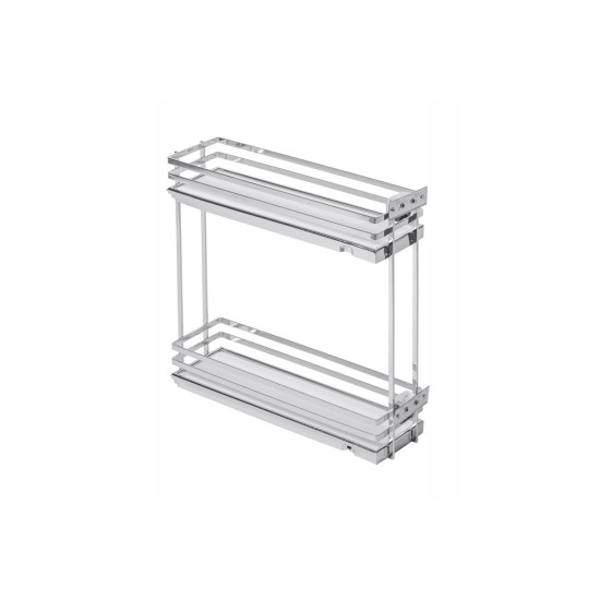 MovixPro bočna košara za teret, 2 police, za ormar 200mm, bez vodilica, krom, bijela prostirka