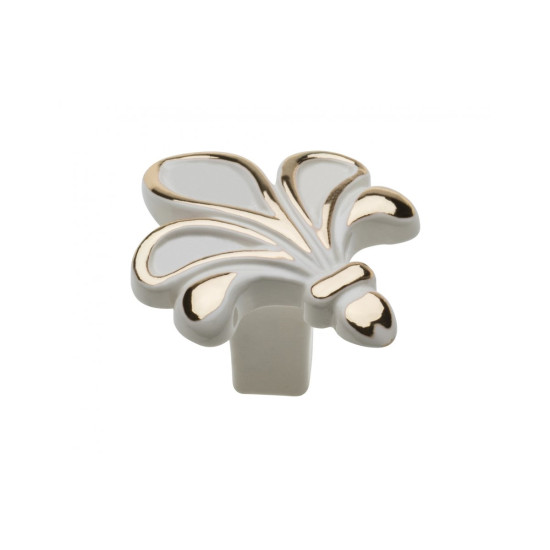 Ručkica gumb ROYAL3 bijeli/zlatni