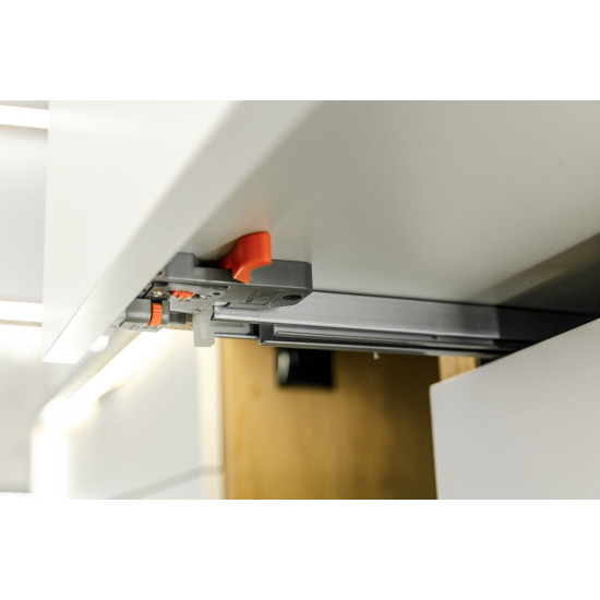 Kuglična vodilica MODERN SLIDE 3D za drvene ladice sa samozatvaranjem, 18 mm (potpuno izvlačenje), L=550