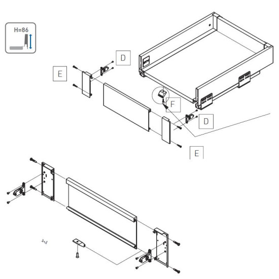 AXISPRO Set za unutarnju nisku ladicu (panel H=110 + spojke, antracit