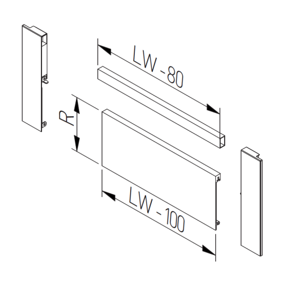 AXISPRO Set za unutarnju nisku ladicu (panel H=110 + spojke, antracit